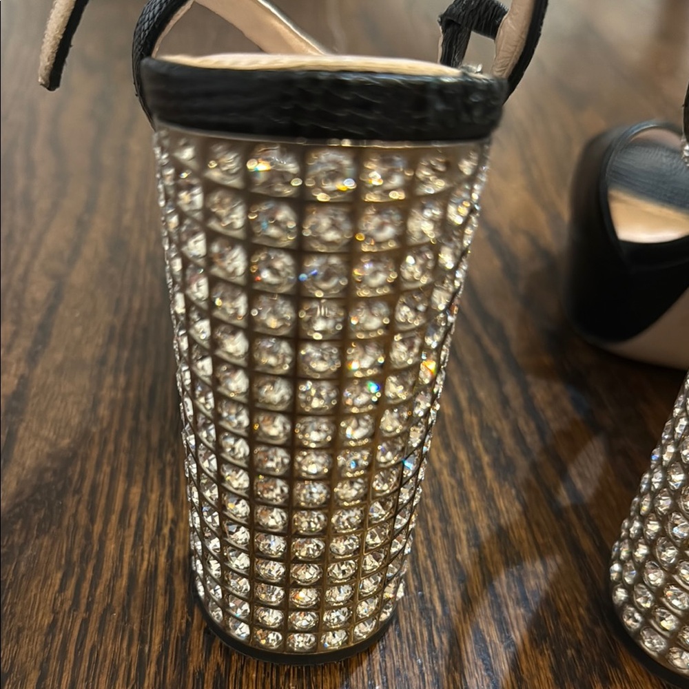 Miu Miu Black and Silver Platform Heels - Picture 6 of 10